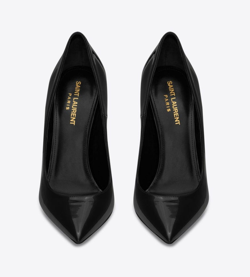 SAINT LAURENT OPYUM POINT-TOE PATENNT LEATHER PUMPS