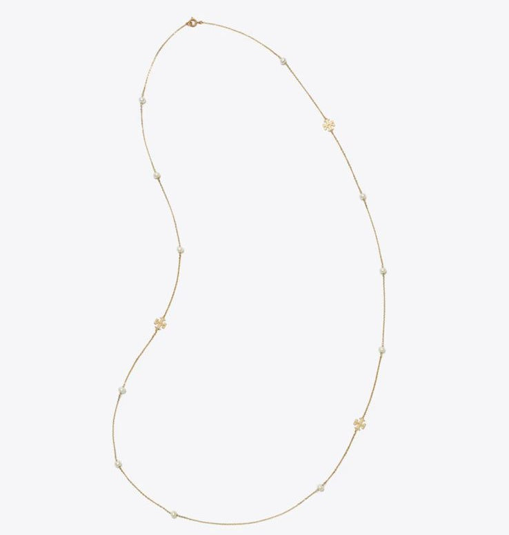 TORY BURCH LONG KIRA PEARL NECKLACE