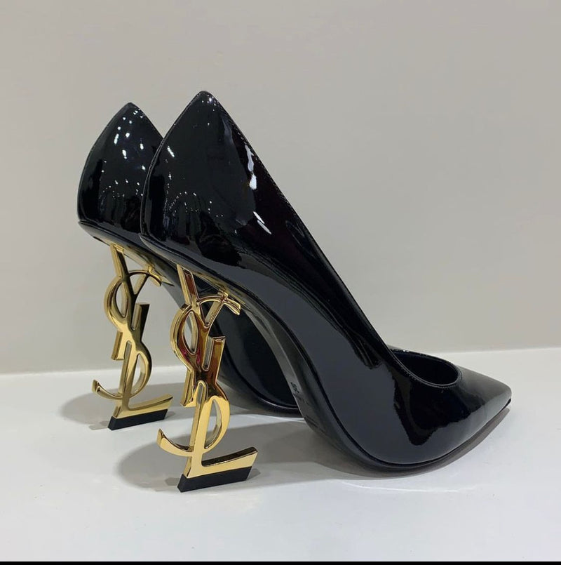 SAINT LAURENT OPYUM POINT-TOE PATENNT LEATHER PUMPS